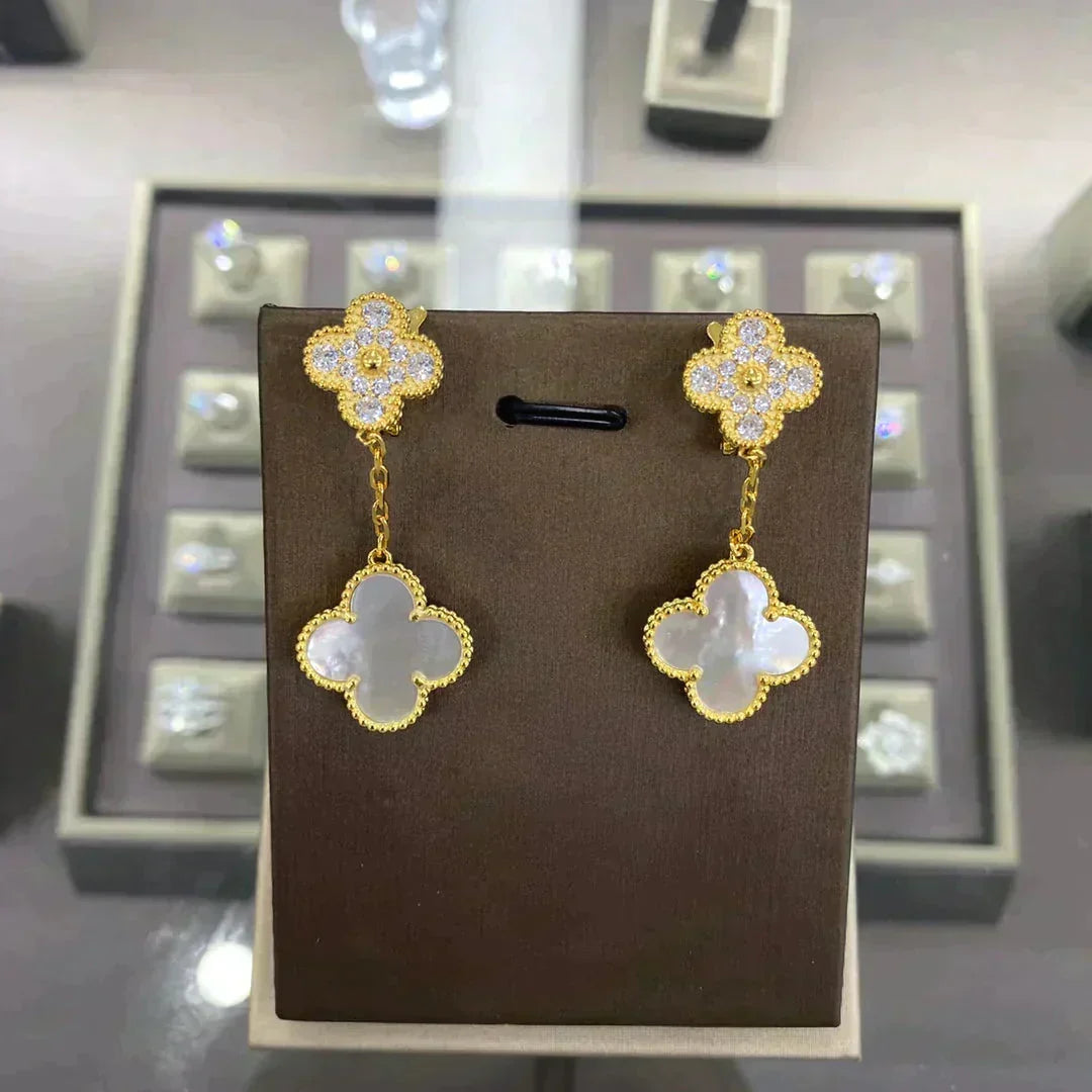 [⭐Novea]CLOVER  2 MOTIFS  DIAMOND  EARRINGS (MULTIPLE CHOICESç´