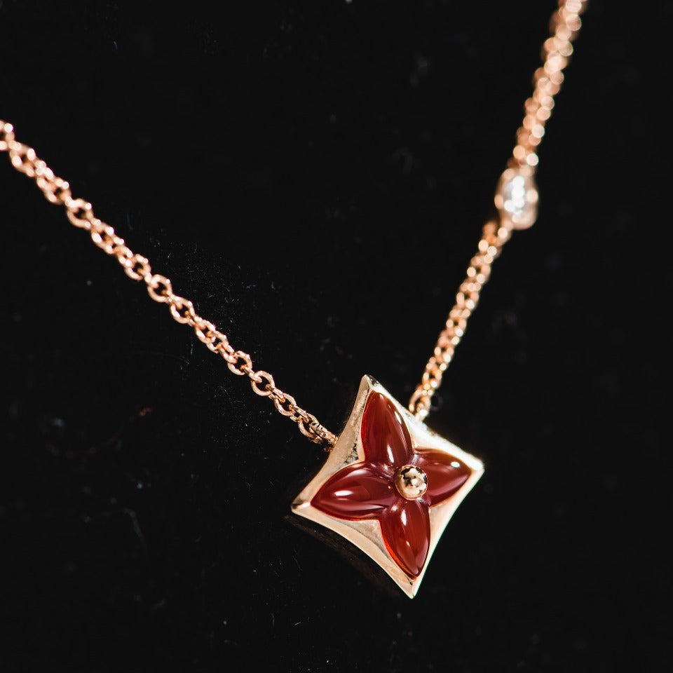 [⭐Novea]STAR NECKLACE PINK GOLD 1 DIAMOND