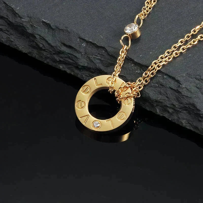 [⭐Novea]LOVE NECKLACE 16MM 2 DIAMONDS