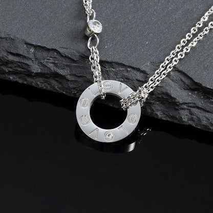 [⭐Novea]LOVE NECKLACE 16MM 2 DIAMONDS