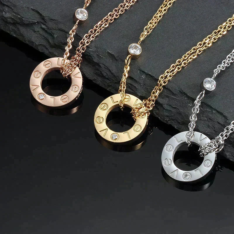 [⭐Novea]LOVE NECKLACE 16MM 2 DIAMONDS