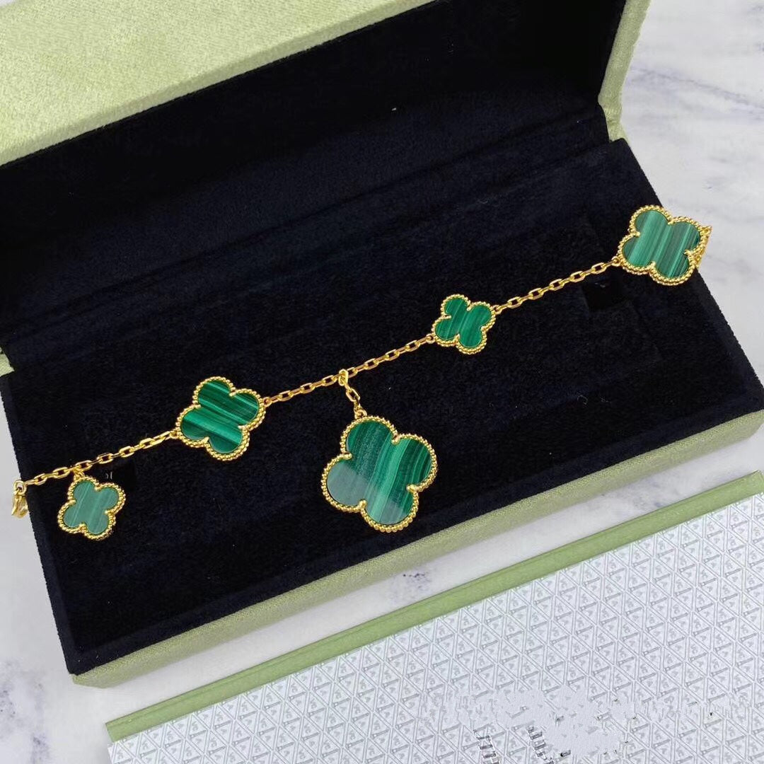 [⭐Novea]MAGIC CLOVER MALACHITE GOLD BRACELET 5 MOTIFS