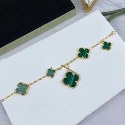 [⭐Novea]MAGIC CLOVER MALACHITE GOLD BRACELET 5 MOTIFS