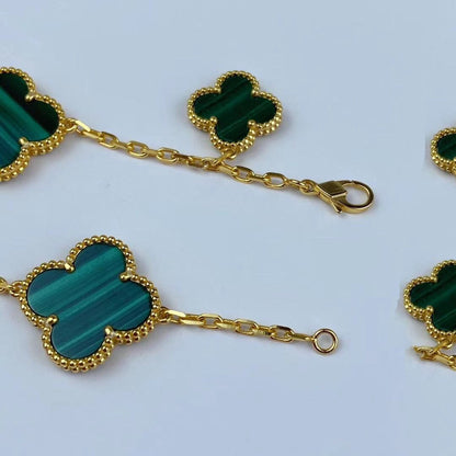[⭐Novea]MAGIC CLOVER MALACHITE GOLD BRACELET 5 MOTIFS