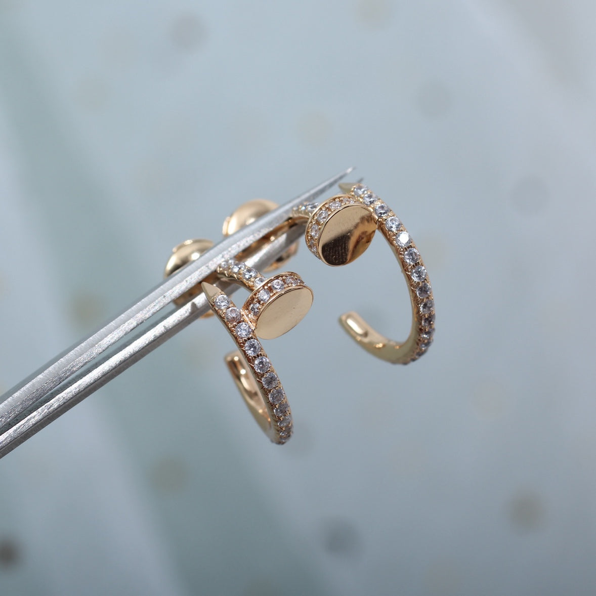 [⭐Novea]JUSTE EARRINGS 12.75MM PINK GOLD DIAMOND
