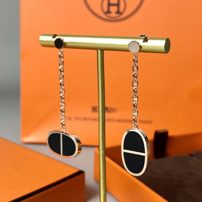 [⭐Novea]CHAINE VERSO BLACK CERAMIC EARRINGS