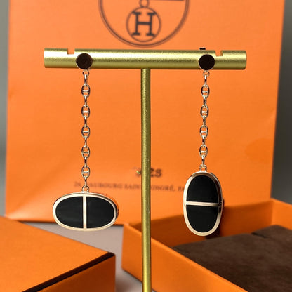[⭐Novea]CHAINE VERSO BLACK CERAMIC EARRINGS