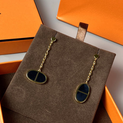 [⭐Novea]CHAINE VERSO BLACK CERAMIC EARRINGS