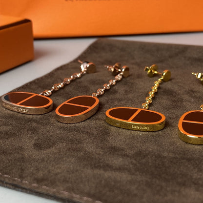 [⭐Novea]CHAINE VERSO BLACK CERAMIC EARRINGS