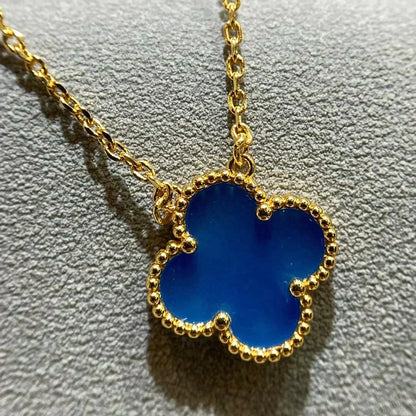 [⭐Novea]CLOVER 15MM BLUE AGATE NECKLACE