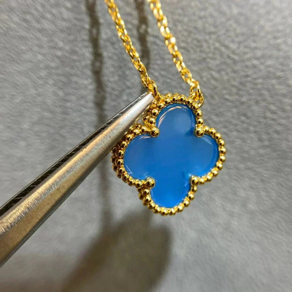 [⭐Novea]CLOVER 15MM BLUE AGATE NECKLACE