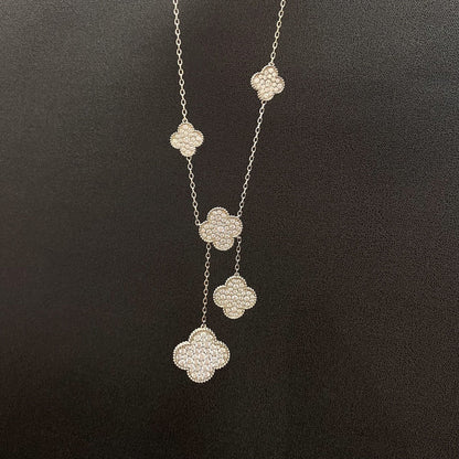 [⭐Novea]CLOVER 5 MOTIFS SILVER DIAMONDS NECKLACE