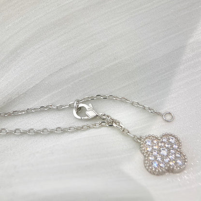 [⭐Novea]CLOVER 5 MOTIFS SILVER DIAMONDS NECKLACE
