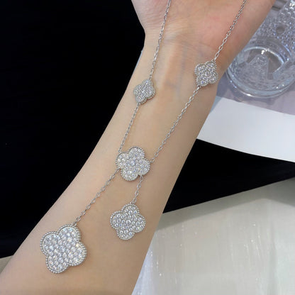 [⭐Novea]CLOVER 5 MOTIFS SILVER DIAMONDS NECKLACE
