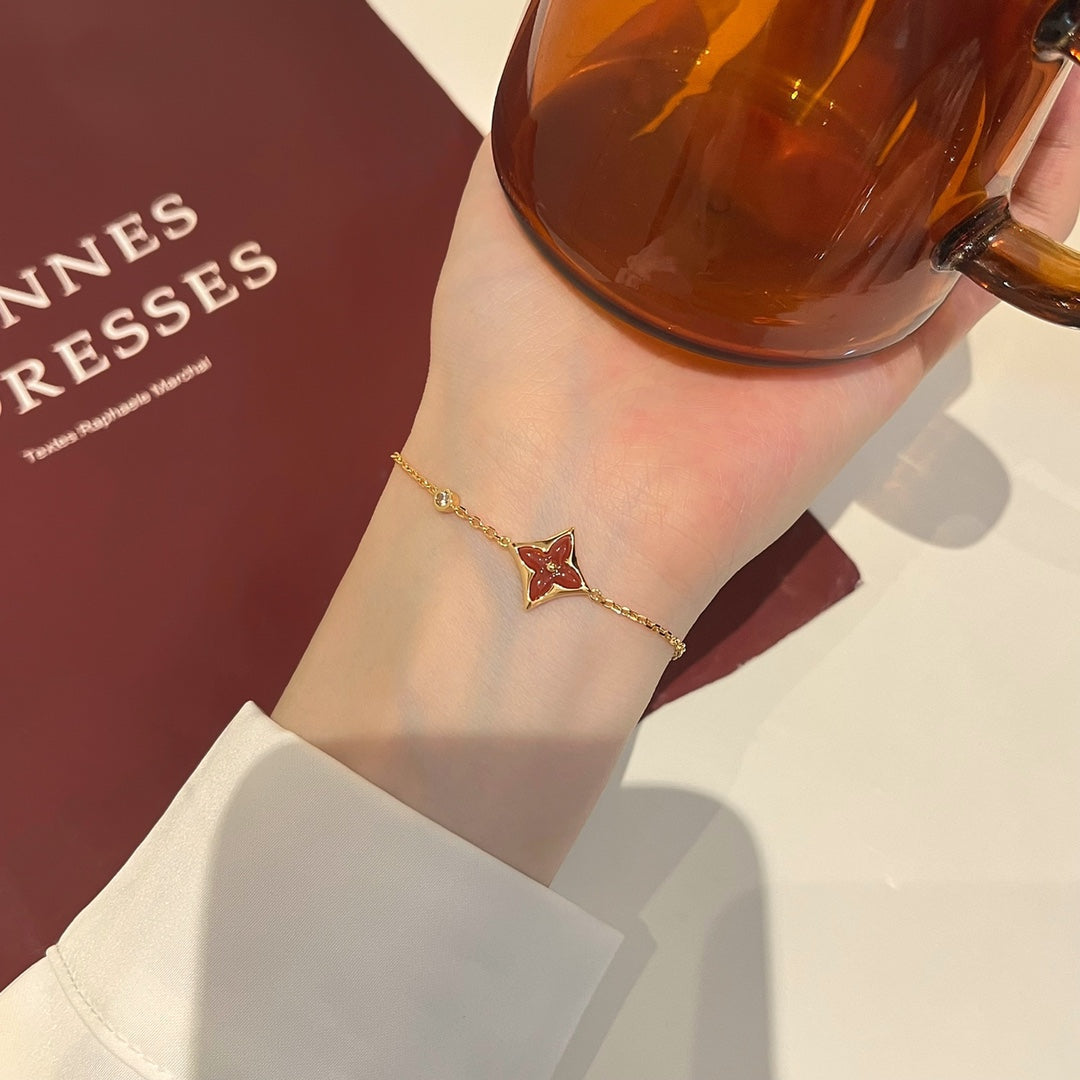 [⭐Novea]COLOR STAR CARNELIAN PINK GOLD DIAMOND BRACELET
