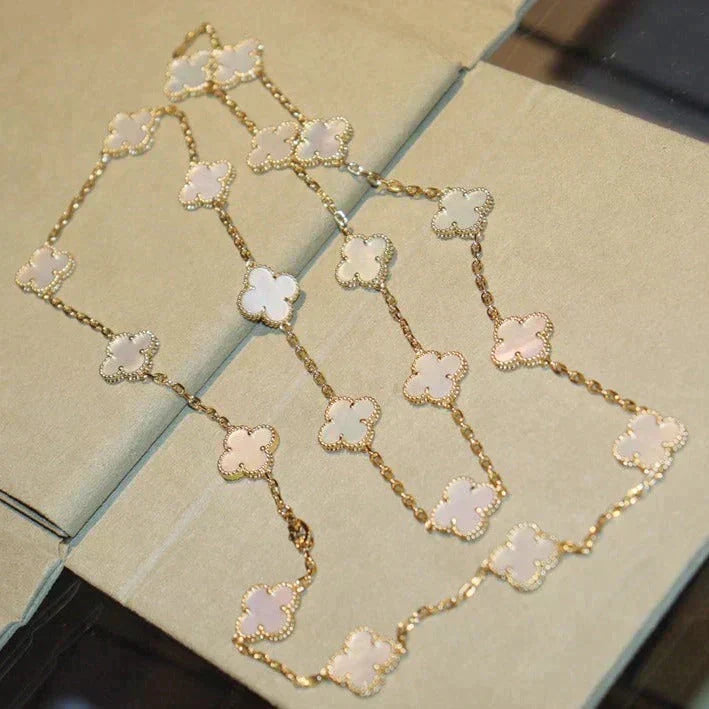[⭐Novea]CLOVER 20 MOTIFS WHITE MOP NECKLACE