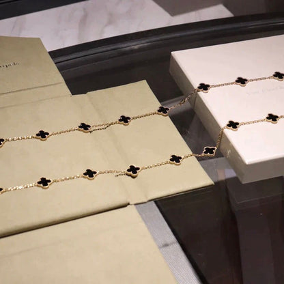 [⭐Novea]CLOVER 20 MOTIFS ONYX NECKLACE