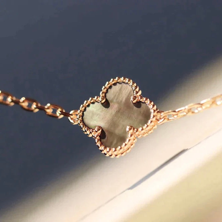[⭐Novea]CLOVER 20 MOTIFS DARK MOP DIAMOND  NECKLACE