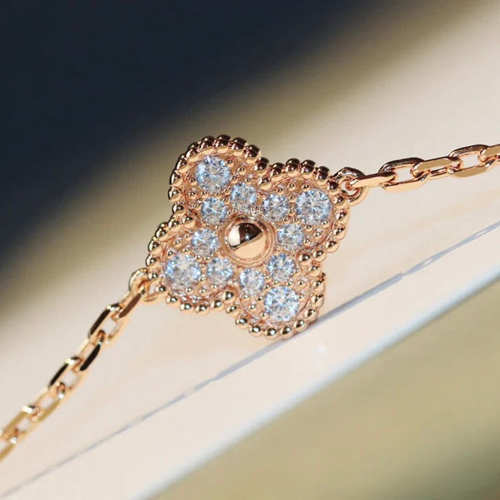 [⭐Novea]CLOVER 20 MOTIFS DARK MOP DIAMOND  NECKLACE