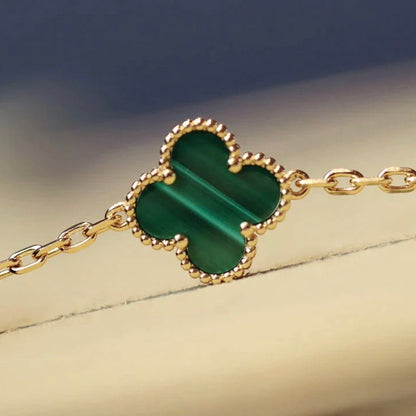 [⭐Novea]CLOVER 20 MOTIFS MALACHITE DIAMOND NECKLACE