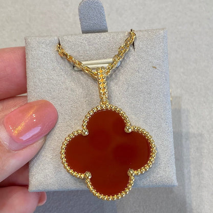 [⭐Novea]CLOVER 25MM NECKLACE GOLD CARNELIAN