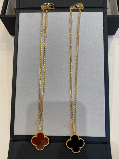 [⭐Novea]CLOVER 25MM NECKLACE GOLD CARNELIAN