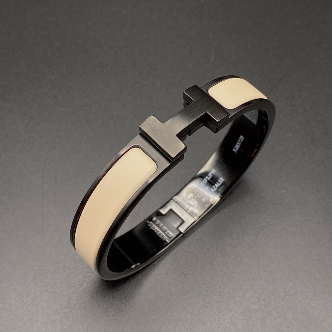 [⭐Novea]H BRACELET 12MM BLACK BEIGE CERAMIC