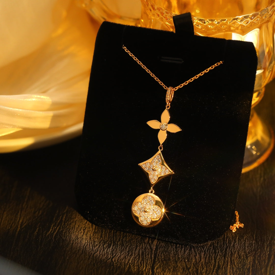 [⭐Novea]STAR AND SUN DIAMOND PINK GOLD NECKLACE