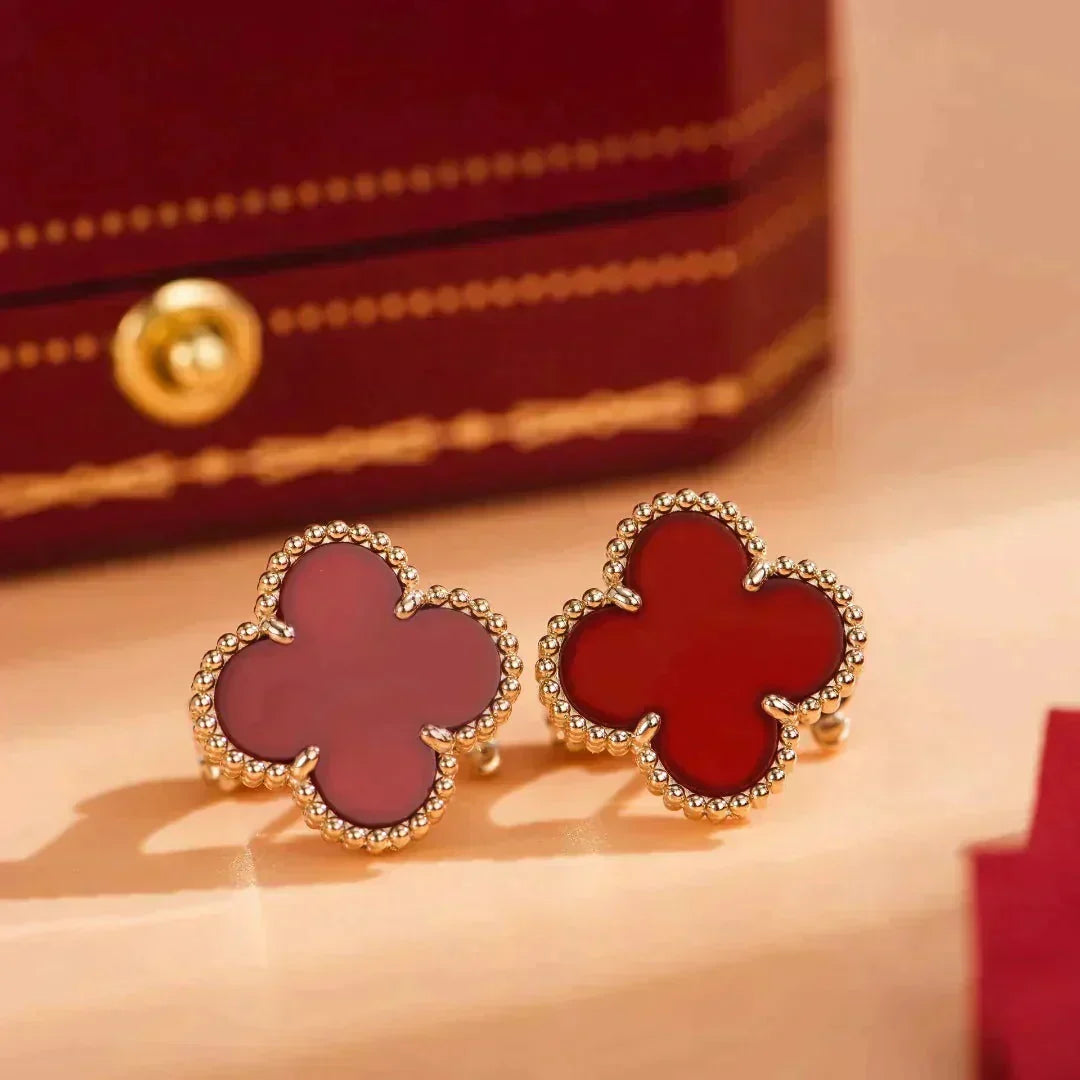 [⭐Novea]CLOVER MEDIUM 1 MOTIFS CARNELIAN  EARRINGS