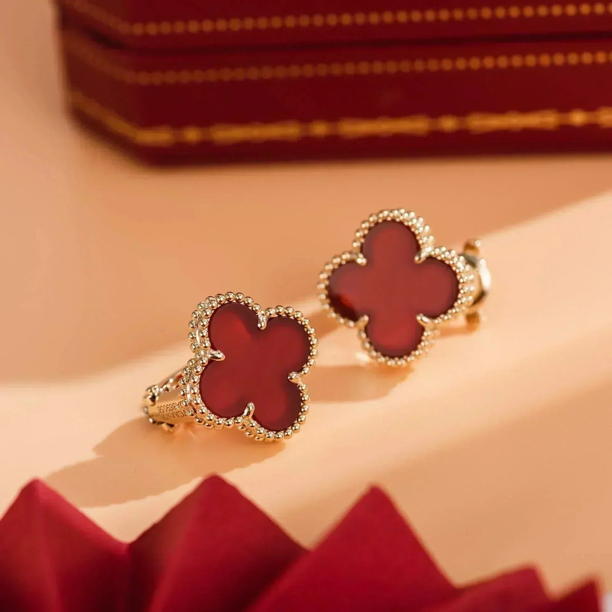 [⭐Novea]CLOVER MEDIUM 1 MOTIFS CARNELIAN  EARRINGS