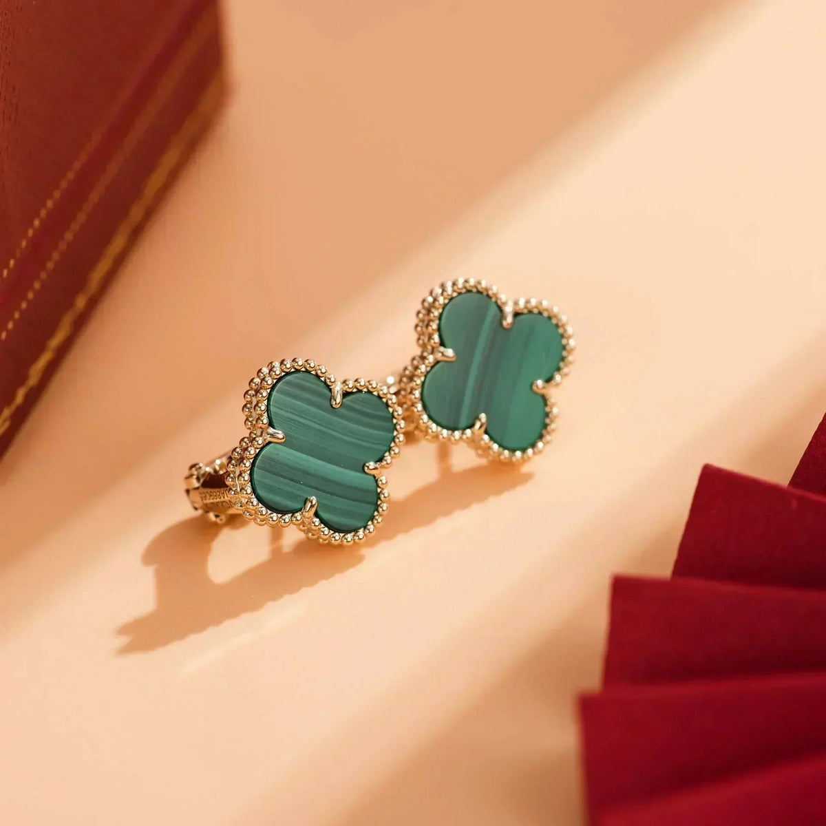[⭐Novea]CLOVER MEDIUM 1 MOTIFS MALACHITE  EARRINGS