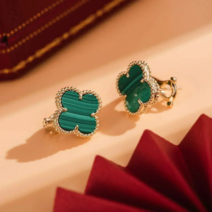 [⭐Novea]CLOVER MEDIUM 1 MOTIFS MALACHITE  EARRINGS