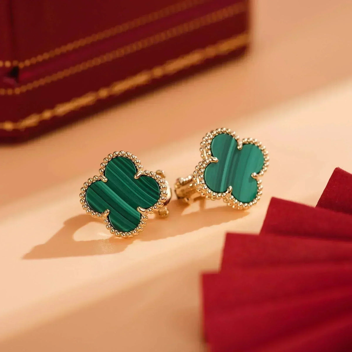[⭐Novea]CLOVER MEDIUM 1 MOTIFS MALACHITE  EARRINGS