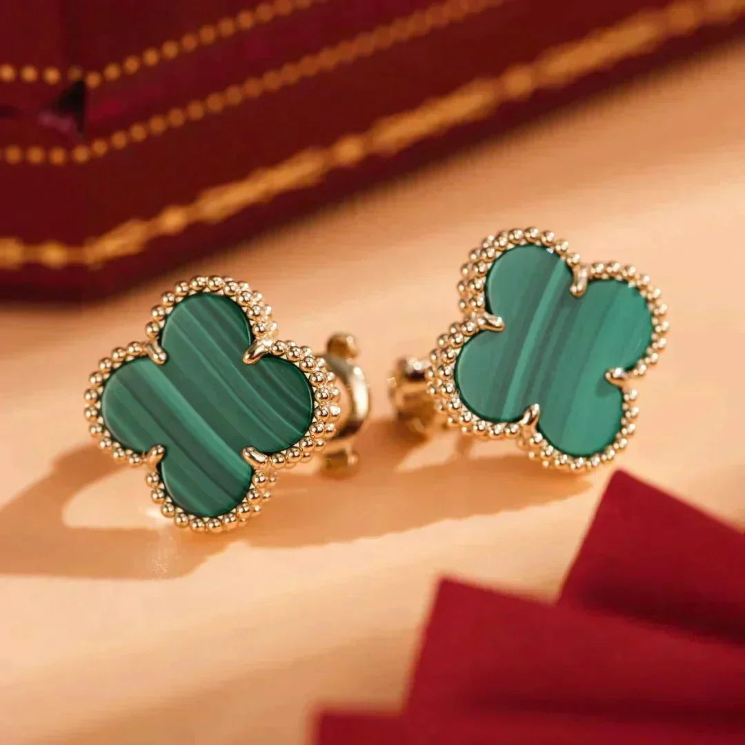 [⭐Novea]CLOVER MEDIUM 1 MOTIFS MALACHITE  EARRINGS