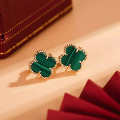 [⭐Novea]CLOVER MEDIUM 1 MOTIFS MALACHITE  EARRINGS