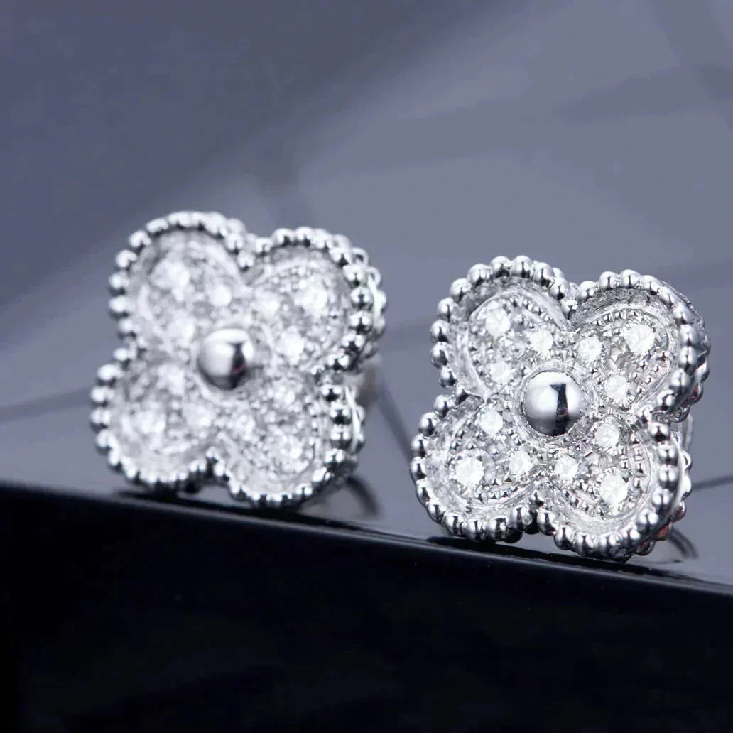 [⭐Novea]CLOVER 1 MOTIFS DIAMOND STUD EARRINGS SILVER