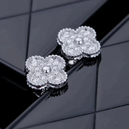 [⭐Novea]CLOVER 1 MOTIFS DIAMOND STUD EARRINGS SILVER