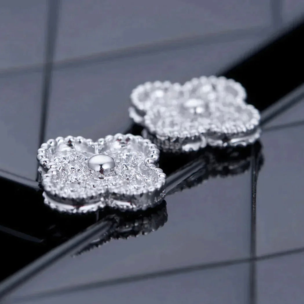 [⭐Novea]CLOVER 1 MOTIFS DIAMOND STUD EARRINGS SILVER