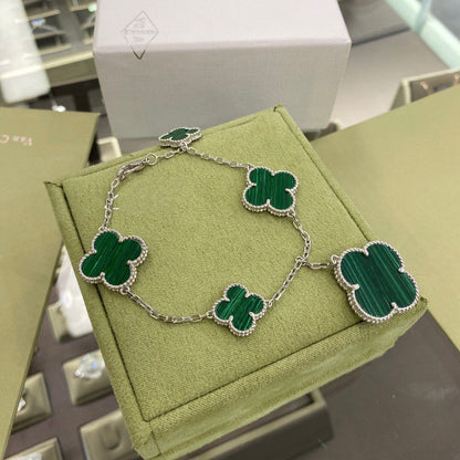 [⭐Novea]CLOVER 5 MOTIFS SIVLER MALACHITE BRACELET