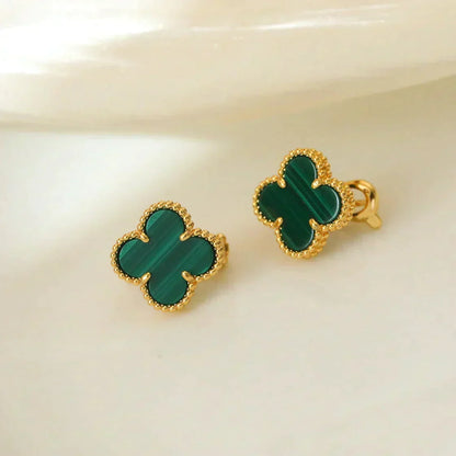 [⭐Novea]CLOVER MEDIUM 1 MOTIFS MALACHITE  EARRINGS