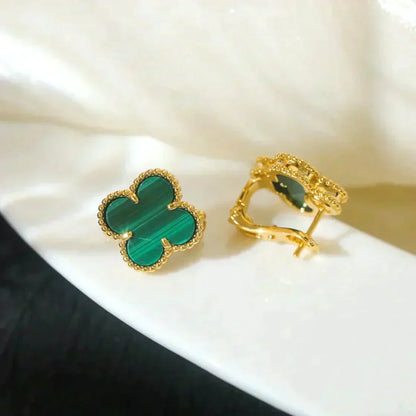 [⭐Novea]CLOVER MEDIUM 1 MOTIFS MALACHITE  EARRINGS