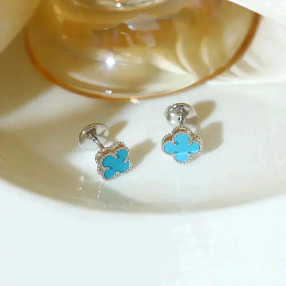 [⭐Novea]CLOVER MINI 9.5MM ONYX STUD EARRINGS SILVER