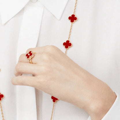 [⭐Novea]CLOVER CARNELIAN RING ROSE GOLD DIAMOND