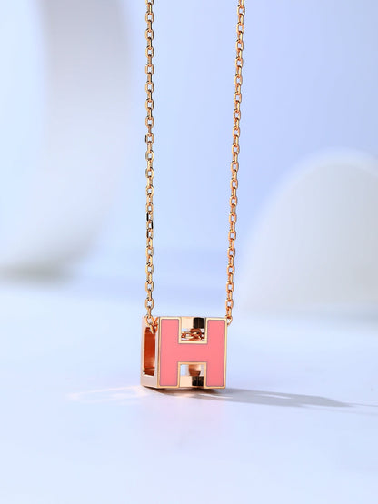 [⭐Novea]H CAGE PINK GOLD NECKLACE
