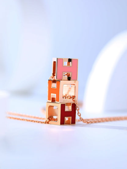 [⭐Novea]H CAGE PINK GOLD NECKLACE