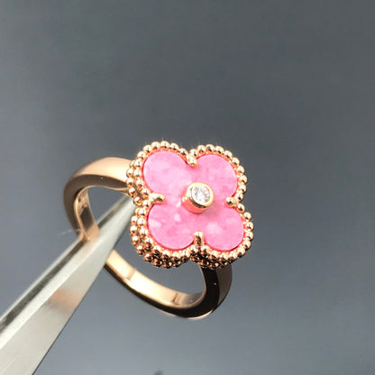 [⭐Novea]CLOVER RHODONITE ROSE GOLD RING
