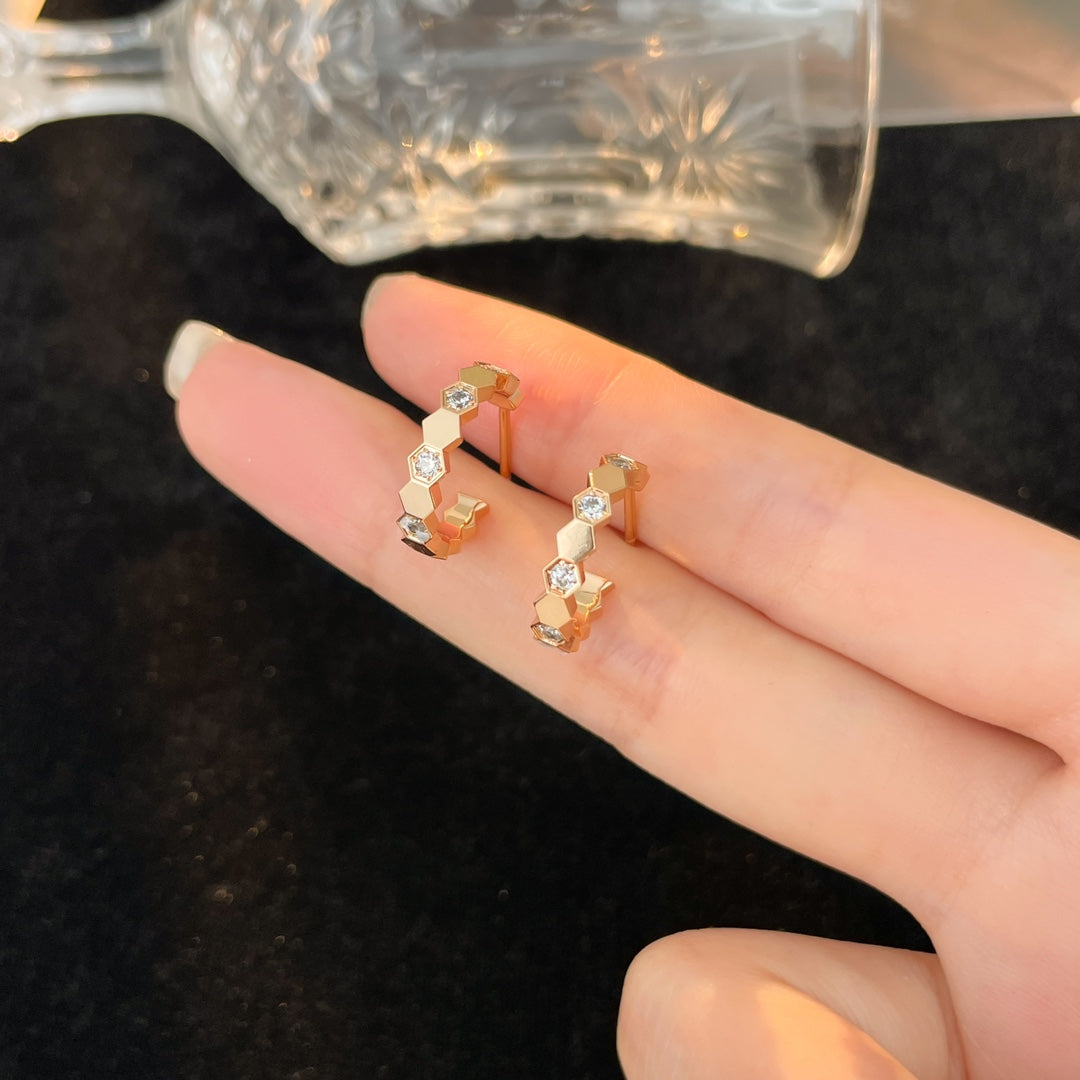 [⭐Novea]BEE LOVE DIAMOND HOOP EARRINGS