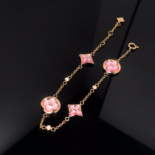 [⭐Novea]STAR AND SUN 4 MOTIF PINK MOP PINK GOLD BRACELET