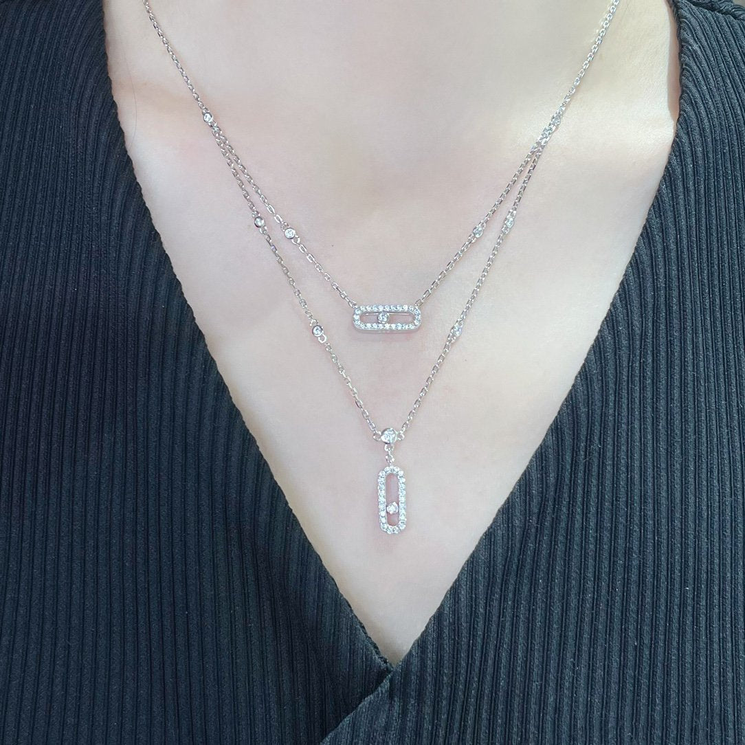 [⭐Novea]MOVE 2 ROW DIAMOND NECKLACE