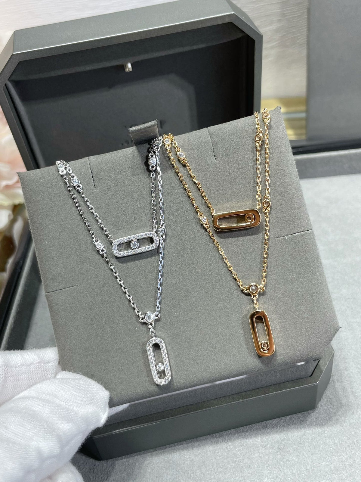 [⭐Novea]MOVE 2 ROW DIAMOND NECKLACE
